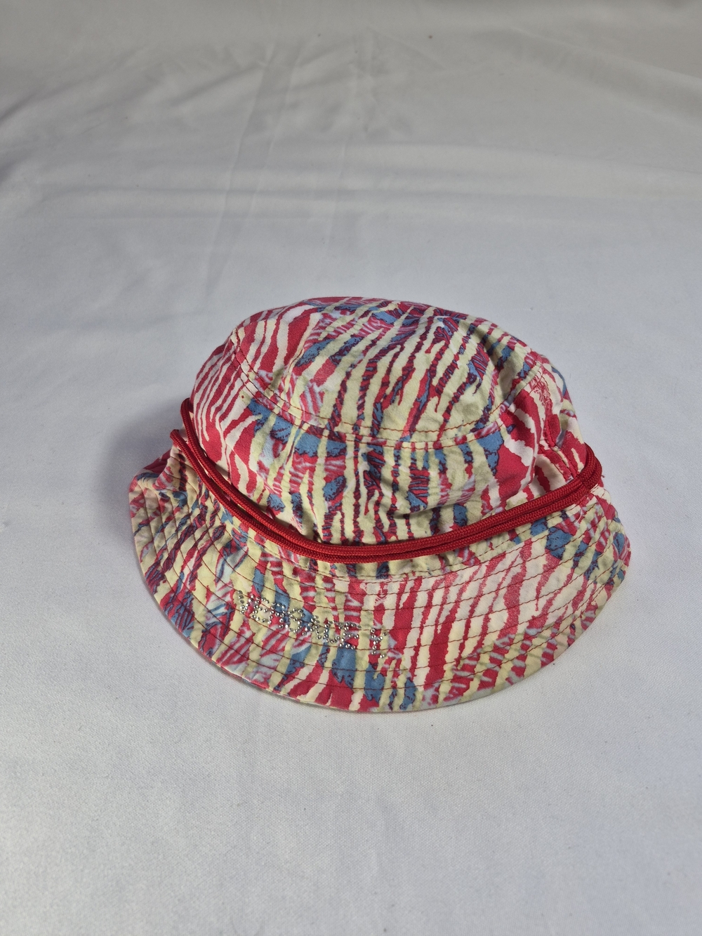 Versace Multi-color Young Panama bucket hat with crystal logo made in Italy